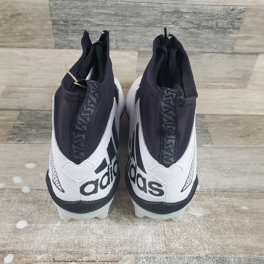 Adidas Nasty 2.0 Mens Shoes Sz 10 White Black Logo Front Zip Football Cleats